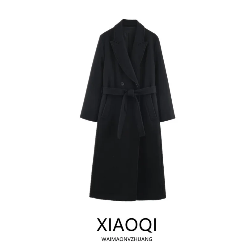 Autumn 2025 Women's Long Coat Jacket New Arrival Versatile with Belt Stylish Outerwear Fashionable Ladies' Woolen Coat