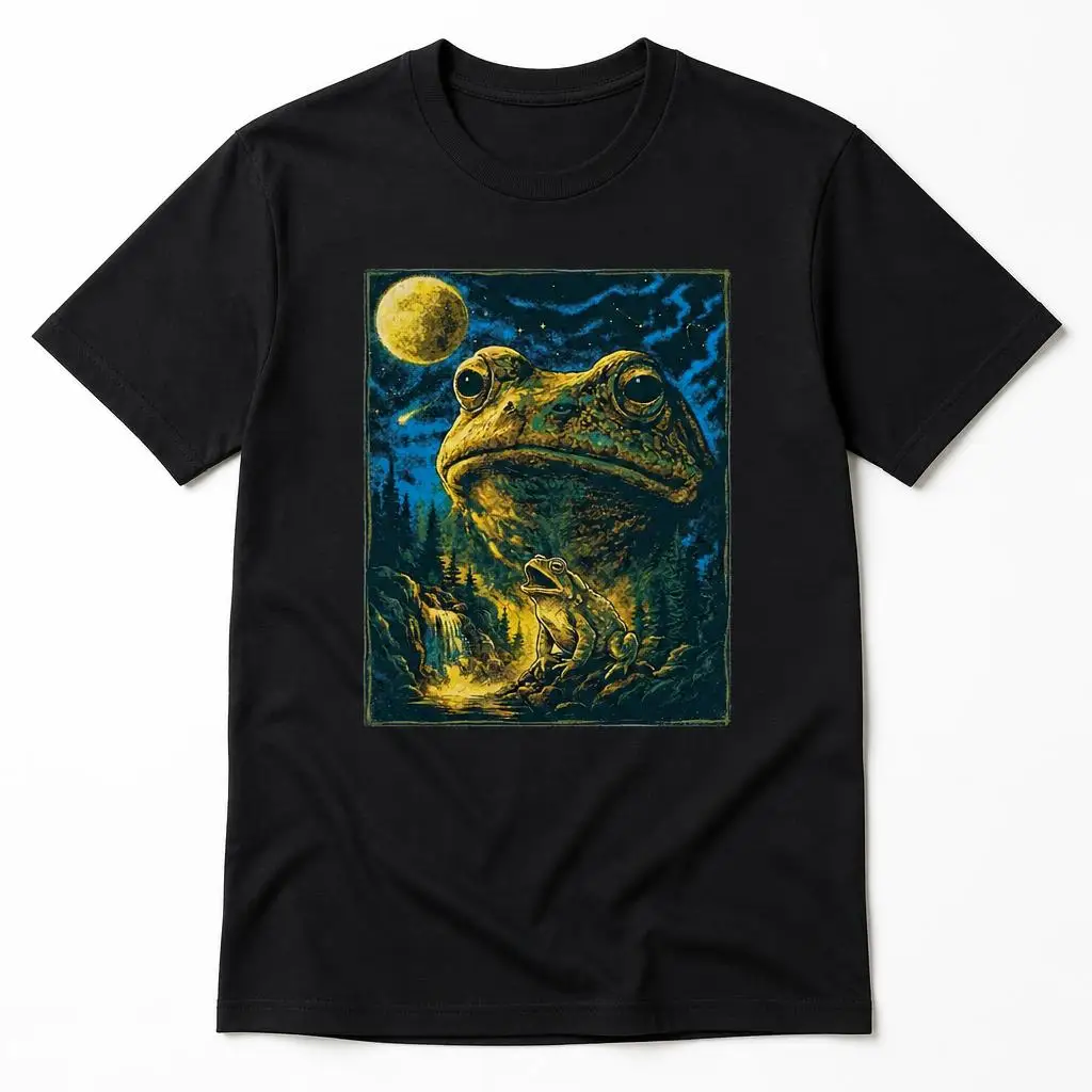 Frog Howling to the Moon Men T Shirt 100% Cotton Clothing Fun Short Sleeve Tee Gift T-Shirts