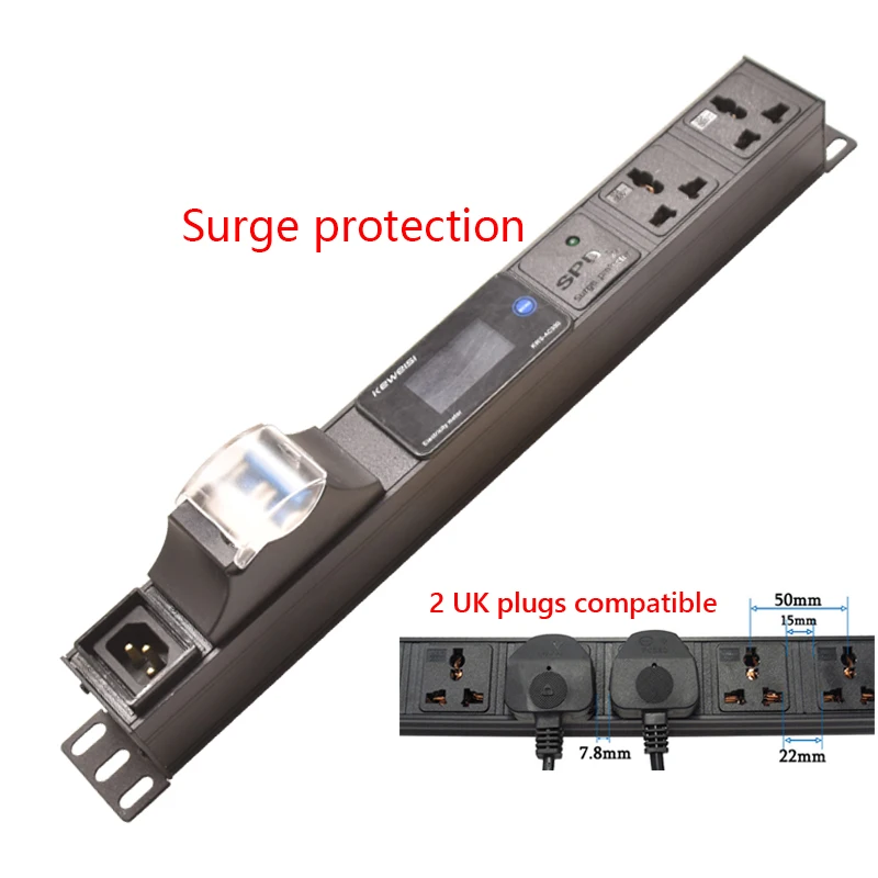 

Pdu power strip surge protector 2/3/4ways universal socket Digital Ampermeter Power Energy Voltmeter Ammeter 16A Circuit breaker