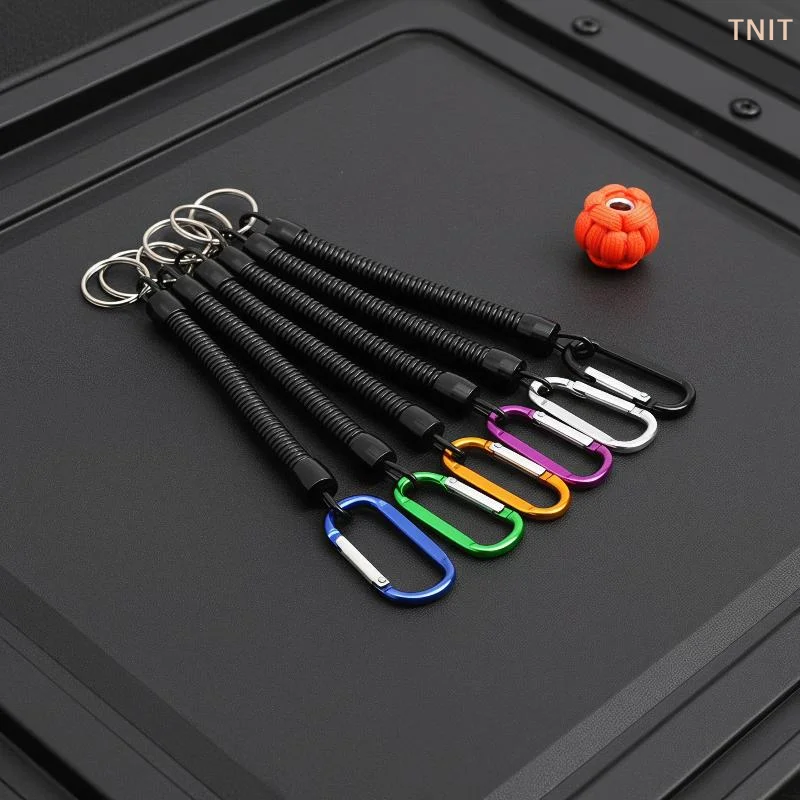 [J] Carabiner Anti Lost Rope Spring Take Up Cord Metal Buckle For Fishing Gear Climbing Fishing Gadgets