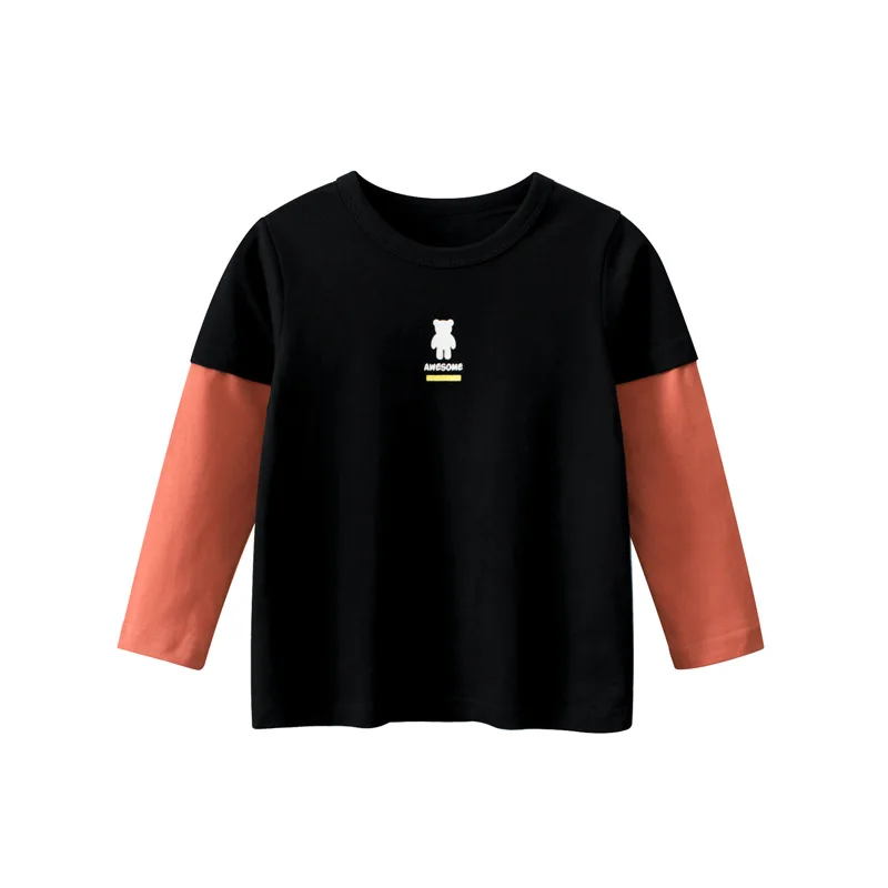 

children's clothing han edition in the fall of 2023 the new children's render unlined upper garment baby long sleeve T-shirt