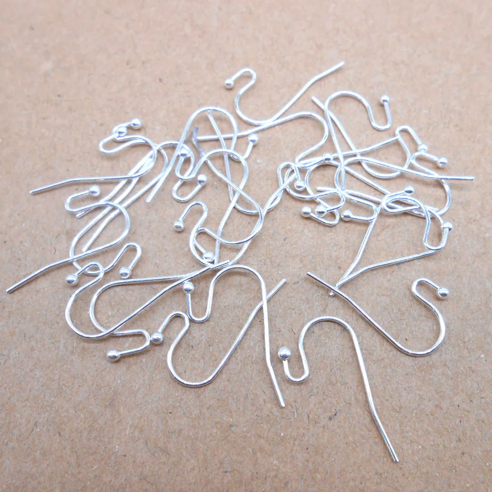 100PCS New Arrival Earring Findings Genuine 925 Sterling Silver Jewellery Ear Wire S Ball Hooks DIY Handmade Collections