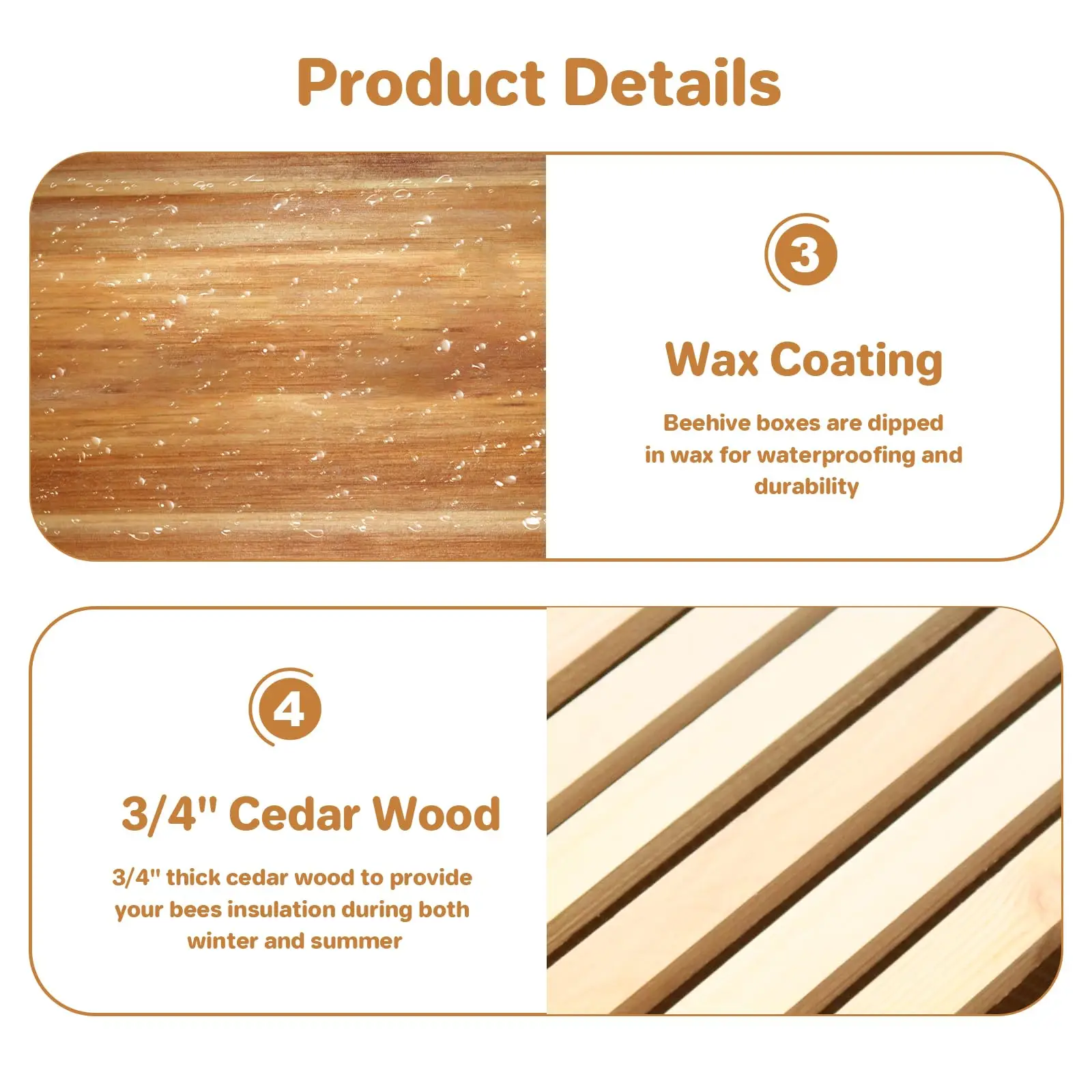 صندوق خلية النحل ذو 10 إطارات، صندوق عميق لخلية النحل طويلة، صندوق نحلة مغموس في شمع عسل 100% يشمل إطارات خلية النحل الخشبية والشمع