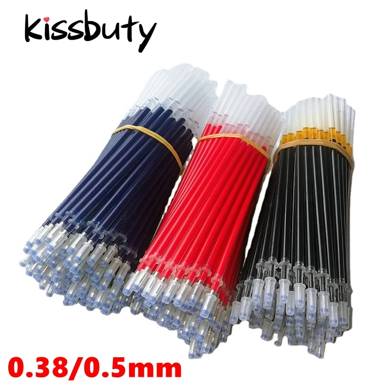 0.38/0.5mm wkład do długopisu żelowego niebieski/czarny atrament biuro szkoła papiernicze pisanie wkład do długopisu 10/20/50/100 sztuk/zestaw uchwyty pręty