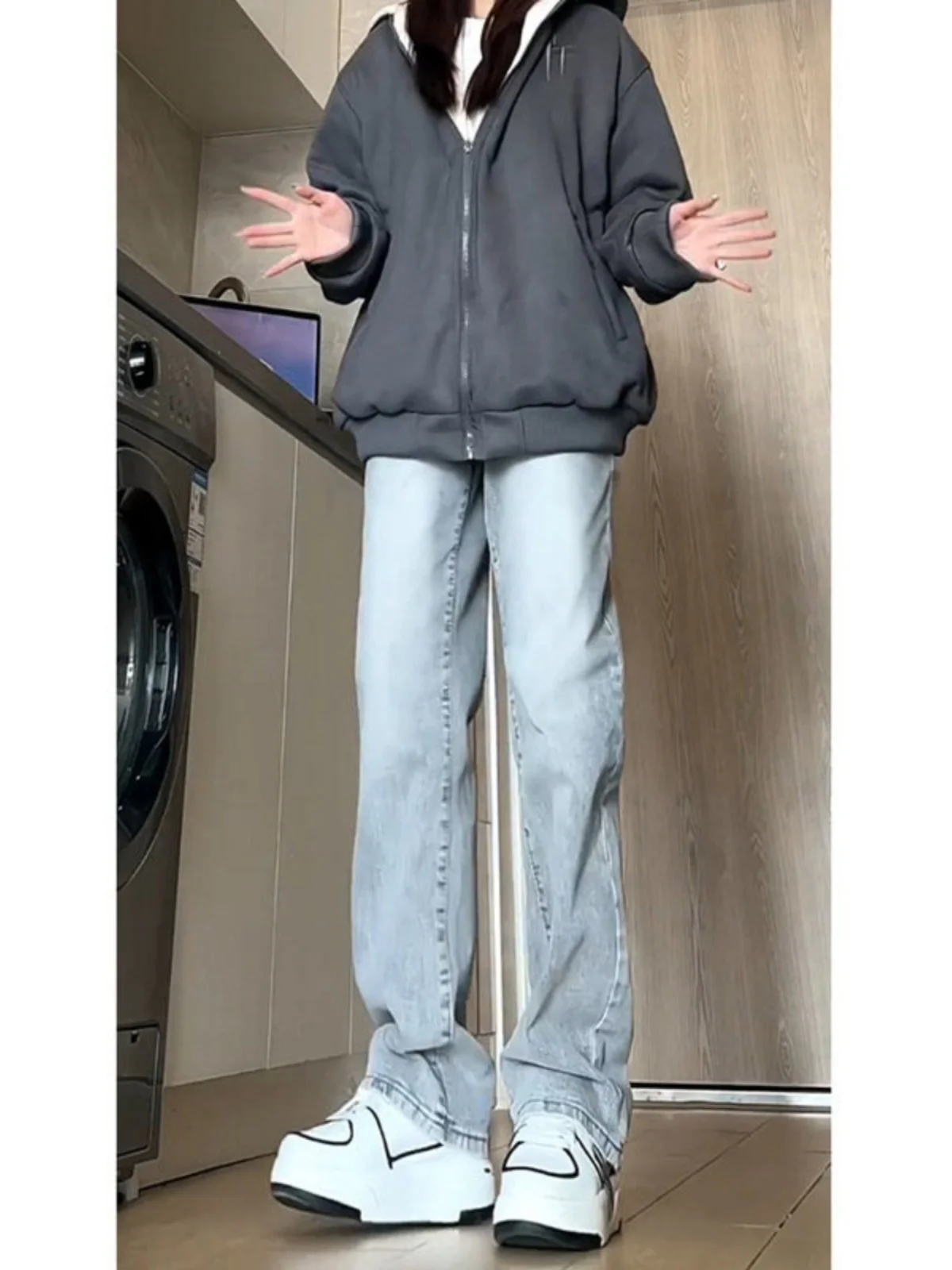 

Cool Men's Straight Leg Jeans Spring Autumn New Sle High Waist Zipper Fly Faionable Wear Resistant Long Trousers