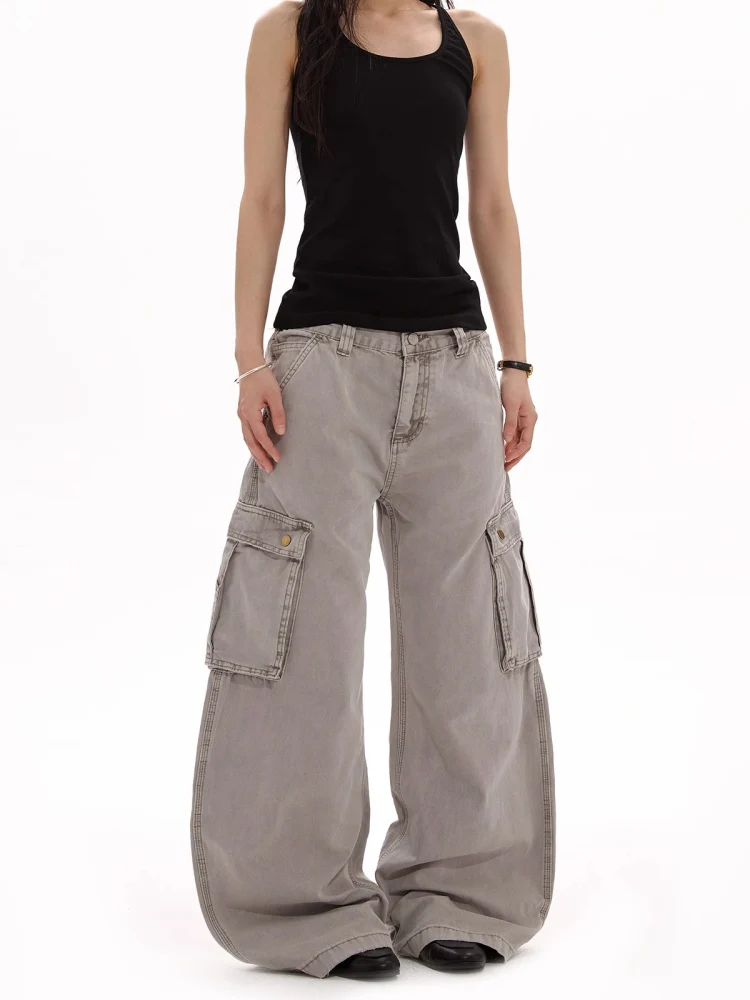 

Женские синие мешковатые джинсы-бойфренды Y2k в стиле Харадзюку, винтажные широкие джинсовые брюки, японский стиль 2000-х, джинсы, брюки, одежда оверсайз