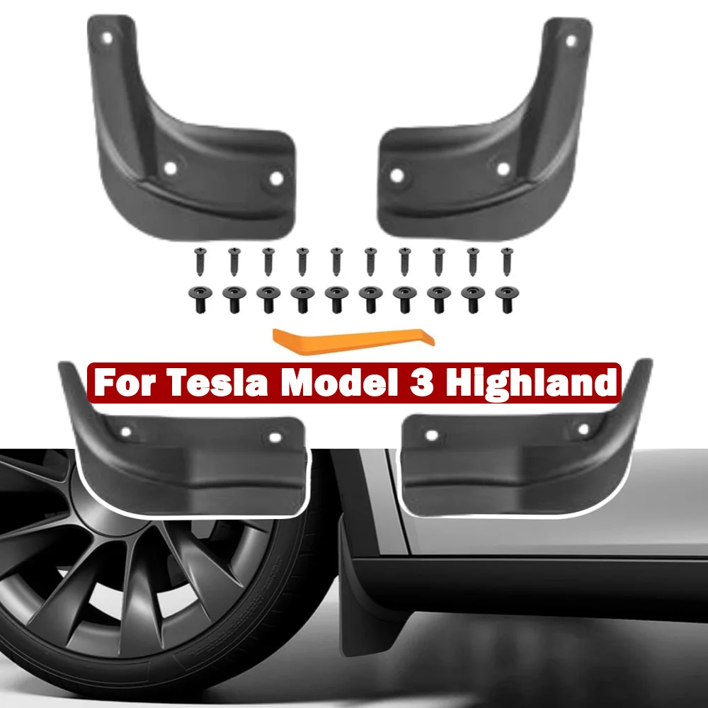 

4PCS Upgraded Mud Flap for Tesla Model 3 Highland 2024,No Drilling Splash Guards Fender Mud Guard Accessories