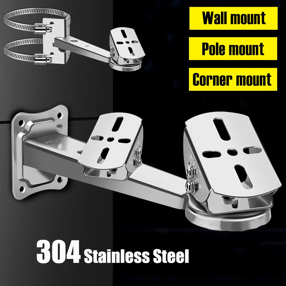 304 Stainless Steel Duckbill Thickened Holding Pole Mount Support Outdoor Security CCTV Camera Wall Corner Mounting Bracket