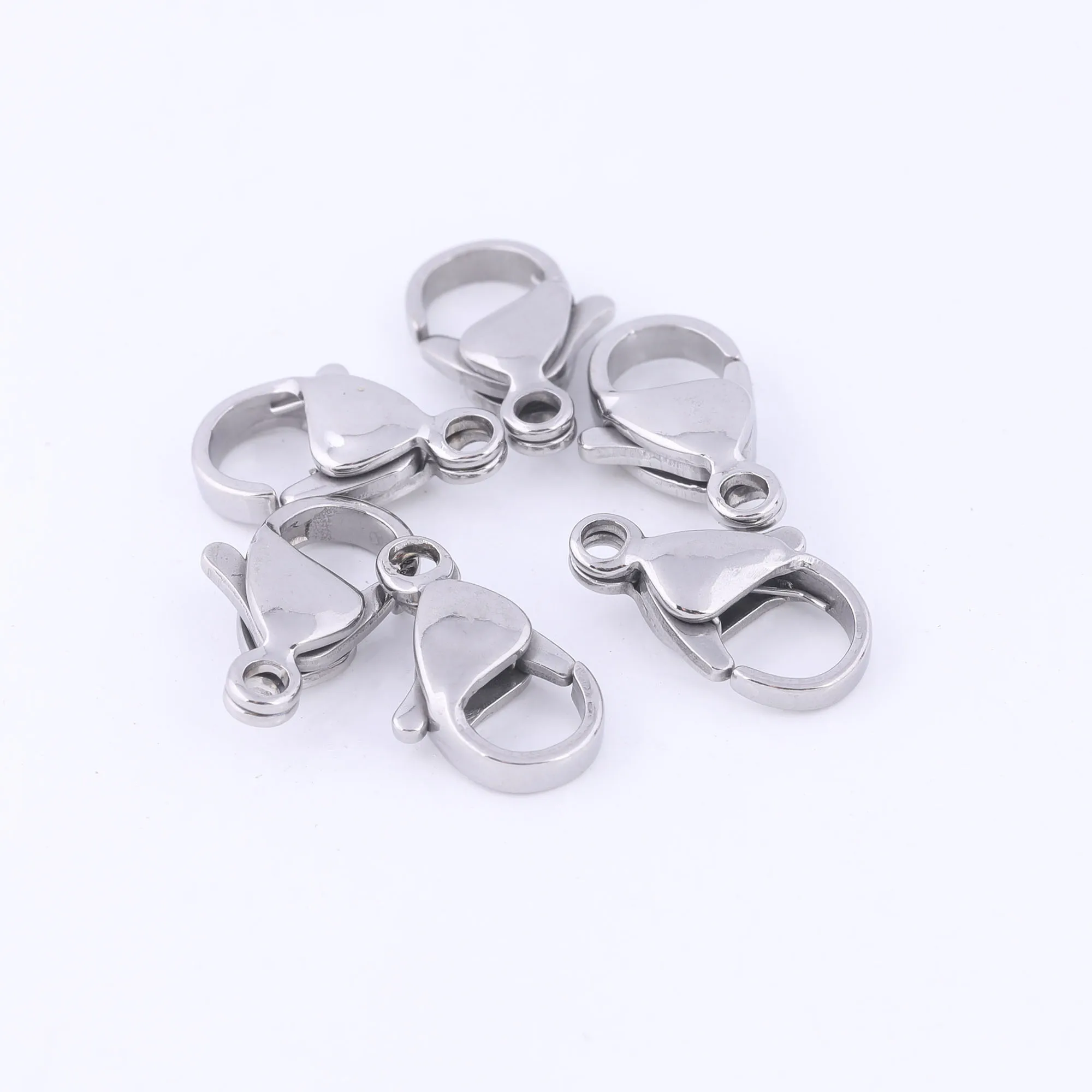 ステンレス鋼のクラスプブレスレット,ネックレスを作るためのアクセサリー,ピンクゴールド,レインボーカラー,10x5mm,12x7mm,30個