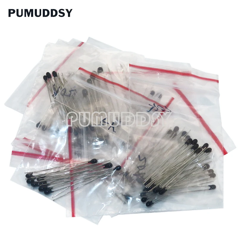 100PCS=10value*10pcs NTC Thermistor Resistor Kit PUMUDDSY NTC-MF52AT 1K 2K 3K 4.7K 5K 10K 20K 47K 50K 100K +-5% 3950B