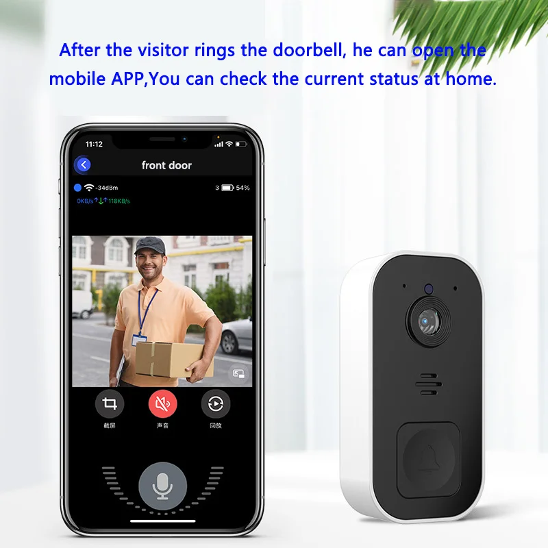 Timbre Visual inteligente para el hogar, máquina de Ding Dong, intercomunicador de ojo de gato, monitoreo HD, captura de visión nocturna, timbre de puerta