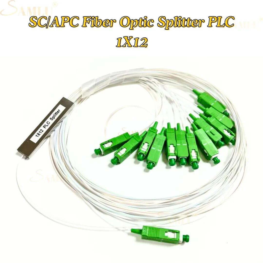 

4pcs/Lot Fiber Optic PLC Splitter 1x12 SC/APC 0.9mm Steel Tube Mini Blockless FTTH SM 1*12 SC APC Connector PLC Splitter