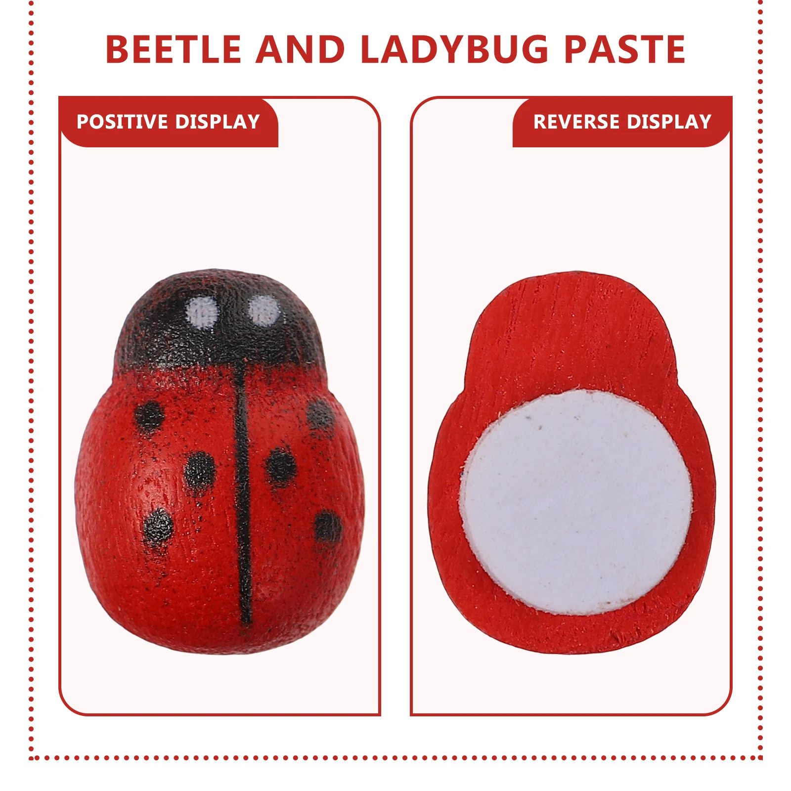 

100Pcs Wooden Ladybugs Miniature Stickers Durable Waterproof Garden Landscape Decor Micro Landscape Self-Adhesive Embellishment