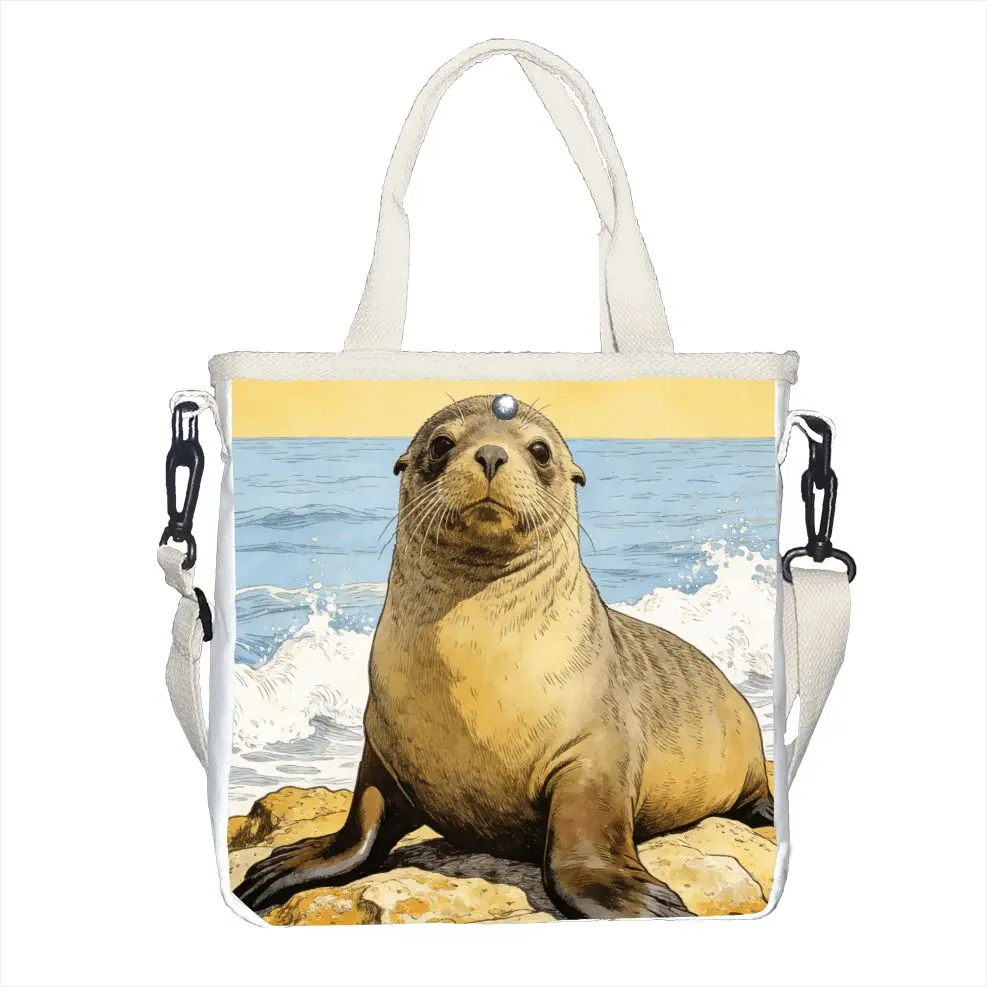 

Vintage Sea Lion Ocean Print Shoulder Bag Adjustable Strap Lightweight Tote