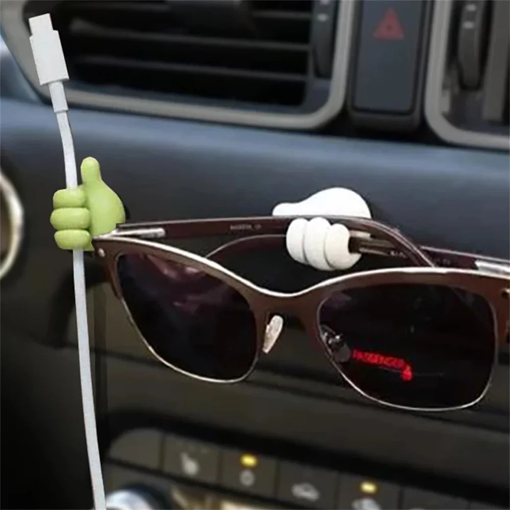 Hand-shaped Rubber Holder Glasses Cable Power Cord Charging Line Self Adhesive Mini Hook Car Storage Organizer Gadget Decoration