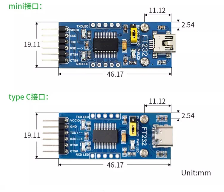 Weixue FT232 module USB to serial port USB to TTL FT232RNL serial port communication module, interface optional