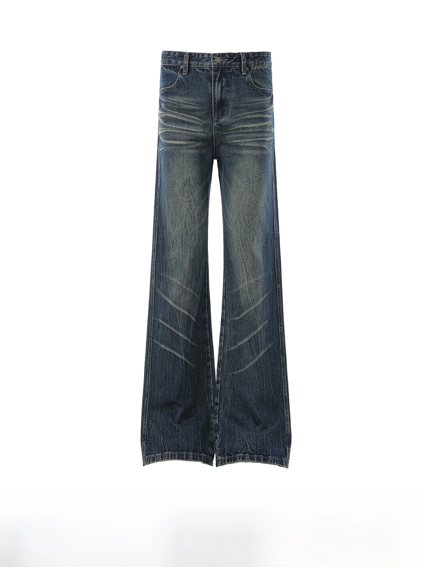 American Retro Washed Slim Fit Jeans Men's Street Loose Slimming Floor-Length Pants Straight Leg Denim Jeans Youth Trend