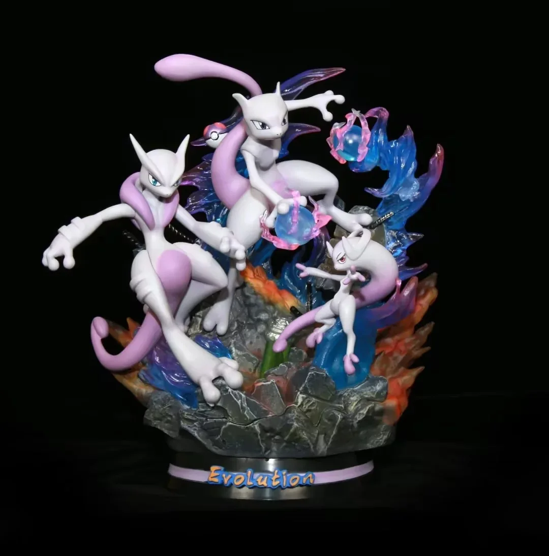 27cm Kawaii Pokémon Mewtwo Mewtu Batalha Ver. GK PVC Action Figure Jogo Estátua Modelo Colecionável Crianças Brinquedos Anime Boneca Presentes