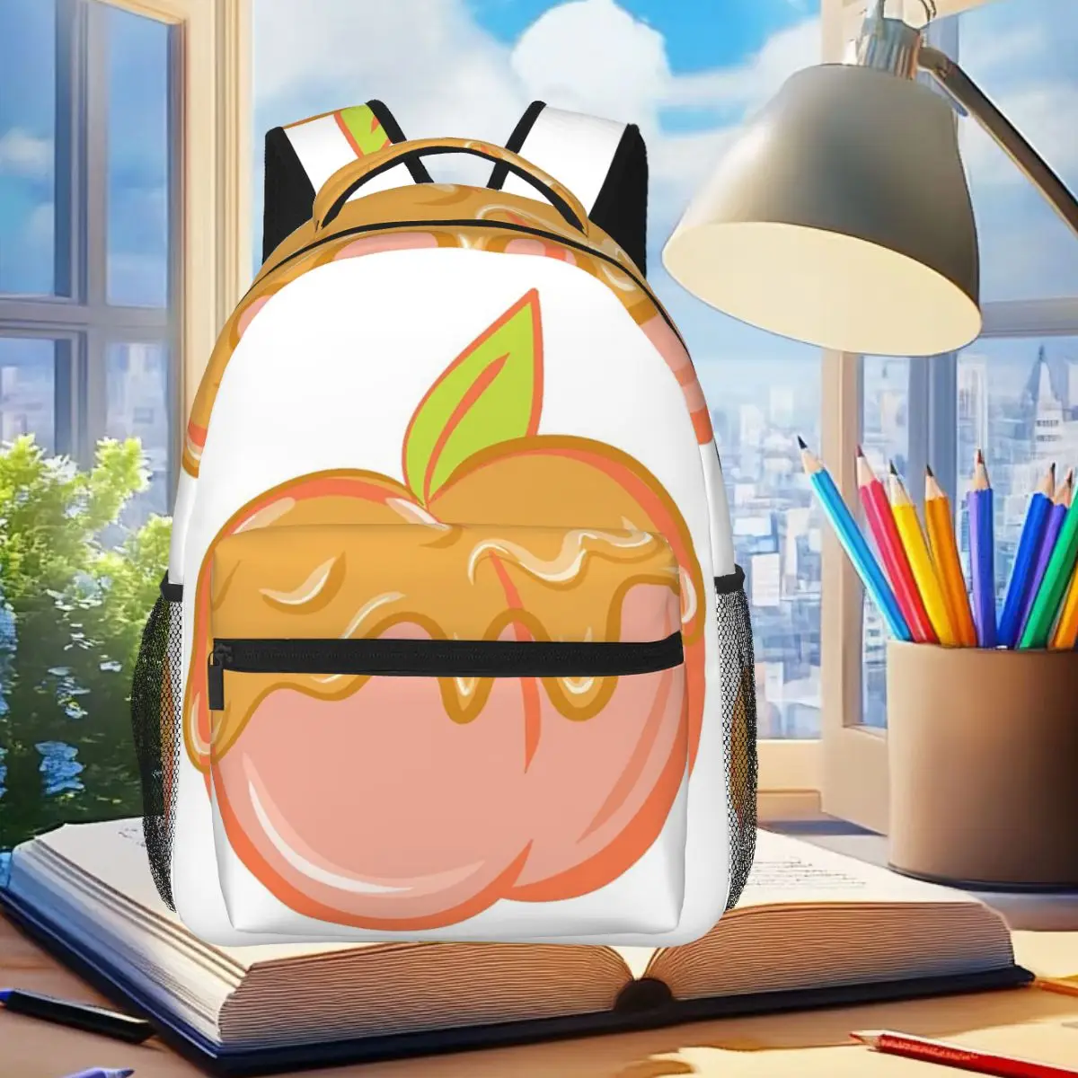 

Honey Peaches Student Backpack School Bag Hiking Travel Daypack for Boys Girls Fashion Bookbag Shoulder Bags