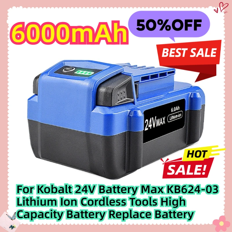 

For Kobalt 24V Battery Max KB624-03 Lithium Ion Cordless Tools High Capacity Battery Replace Battery