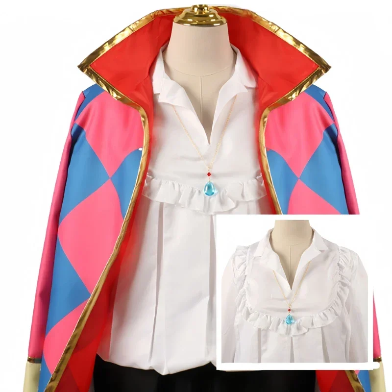 Disfraz de Cosplay de Howl، disfraz de Anime del castillo en movimiento de Howl، chaqueta، طوق، abrigo، conjunto كاملة