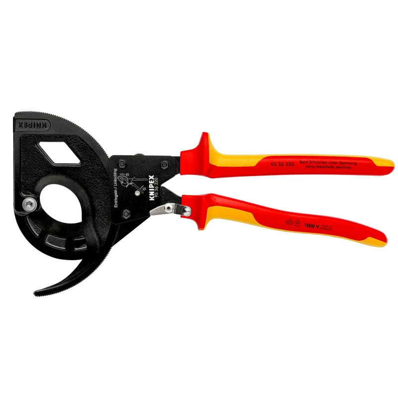 KNIPEK 95 36 320 Cable Cutter Three Stage Drive Ratchet Cable Cutter With 1000V Insulated Handle No Battery Required