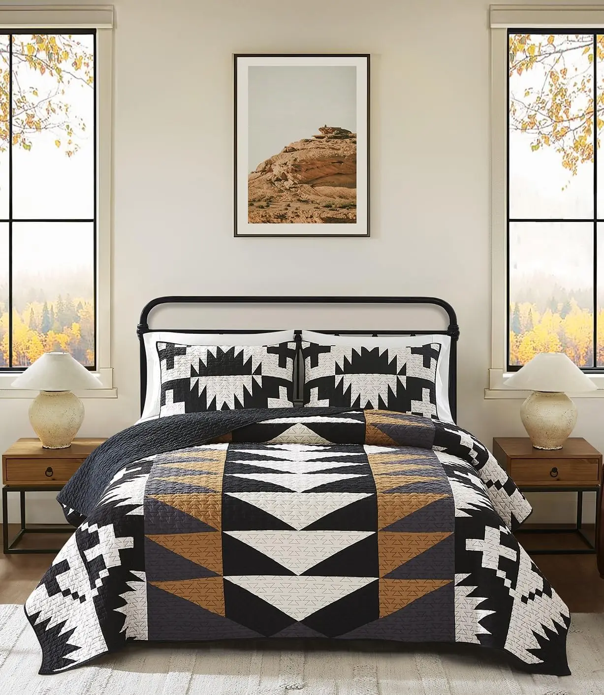 Pendleton Spider Rock Cotton Quilt Set - All-Season, 100% Cotton Quilt With Coordinating Shams, Durable And Machine Washable,