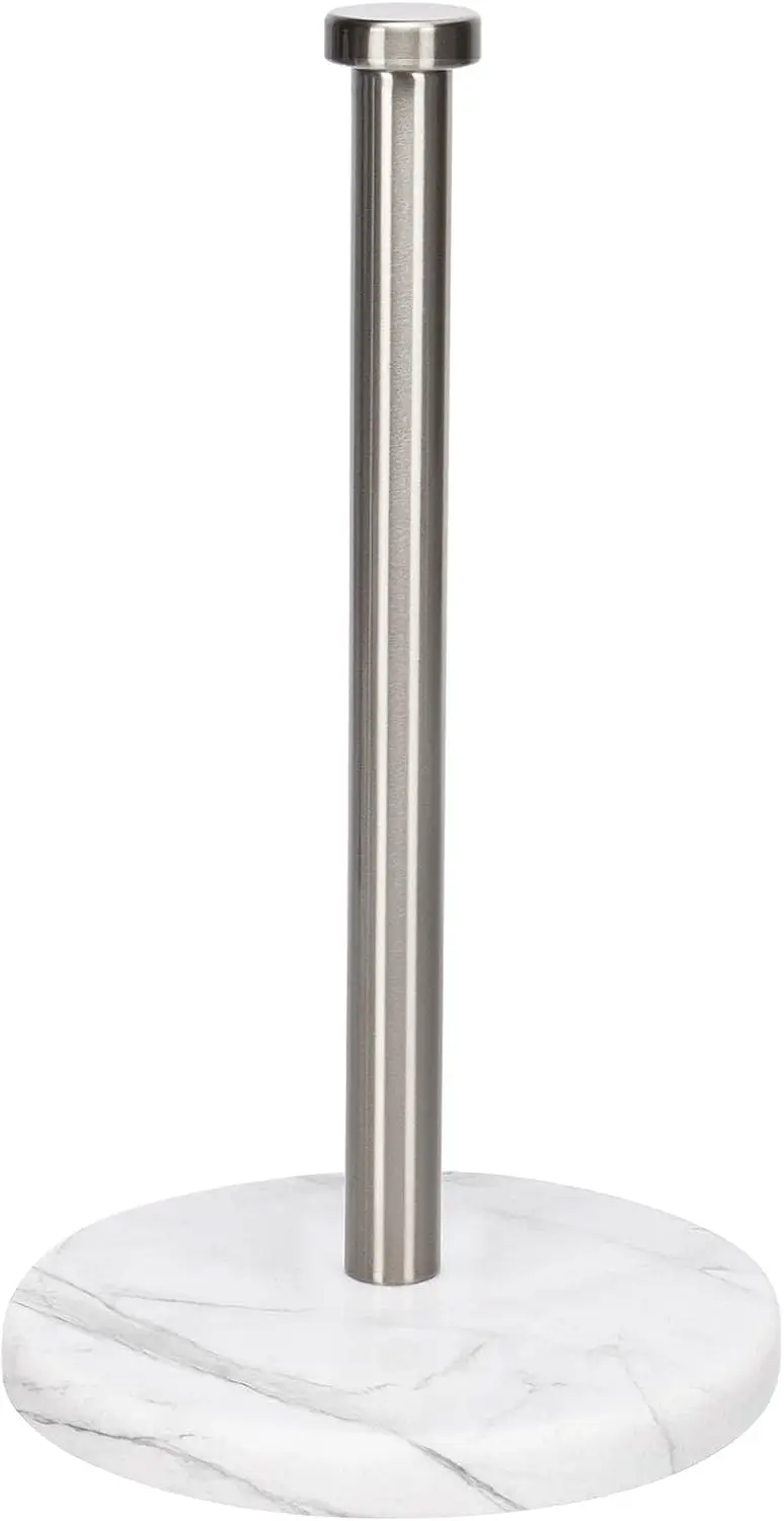 

Elegant Marble Base Paper Towel Holder for Kitchen and Bathroom, Brushed Nickel Finish, Fits Standard or Jumbo Rolls