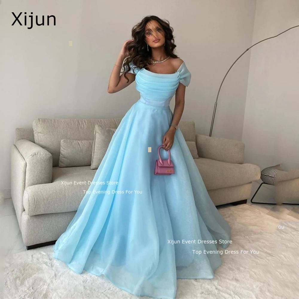 

Xijun Sky Blue Prom Dresses A-Line Floor Length Party Dresses Long Princess Evening Dresses Saudi Arabric Prom Gowns 2023 Women