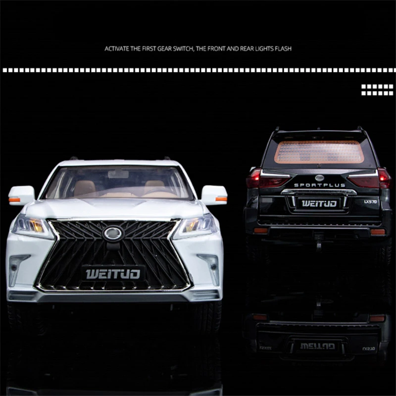 Over Size 1:18 LX570 SUV Alloy Luxy Car Model Diecast Metal Toy Vehicles Car Model Simulation Sound and Light Childrens Toy Gift