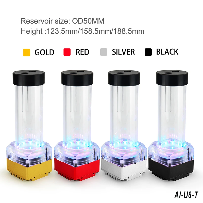 Socooler  Water cooler PC Pump With 100mm Reservoir  RGB Light High Power Flow Rate 1200L/H DC12V Aluminum Alloy+Acrylic+POM DIY