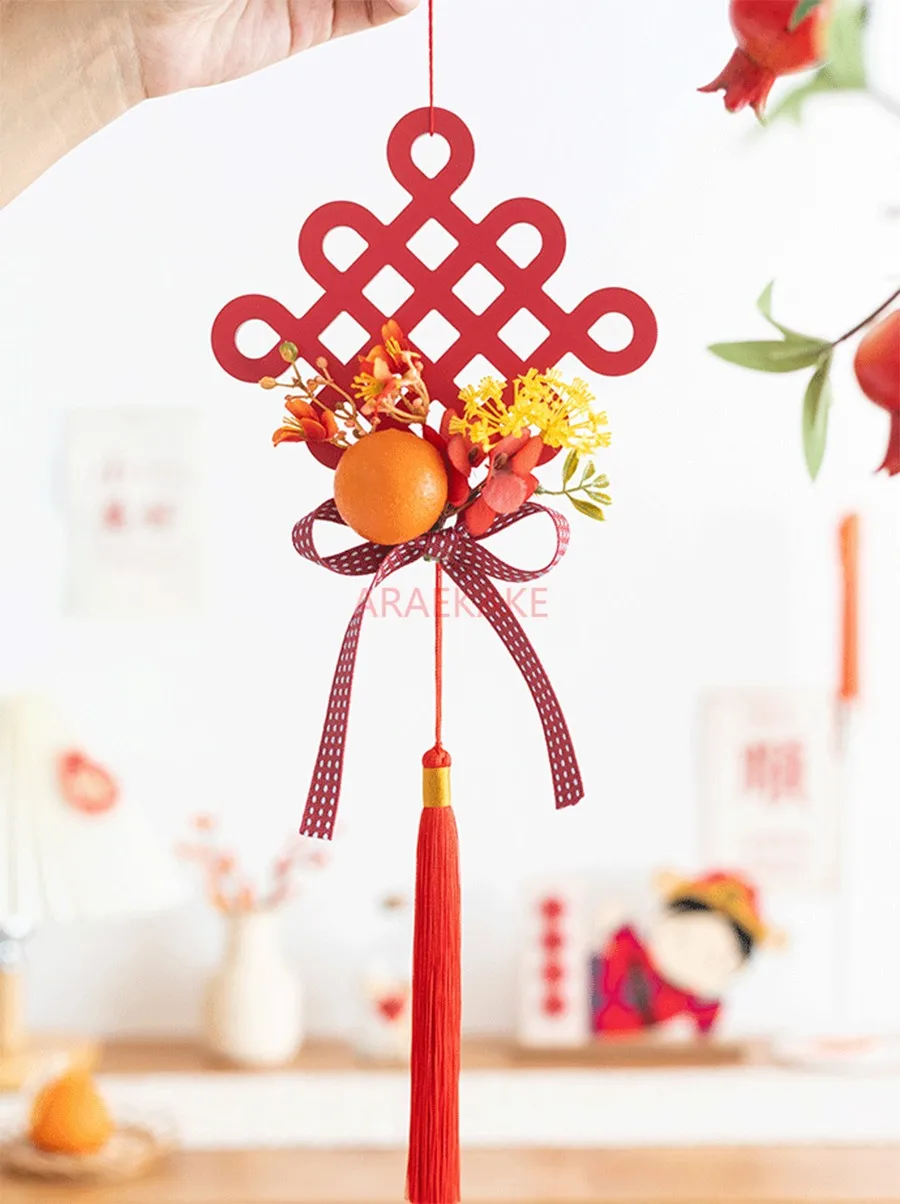 

Китайский узел, наклейка на дверь, кулон, элитный праздничный подарок на новоселье, гранат, весенний фестиваль, украшение стены