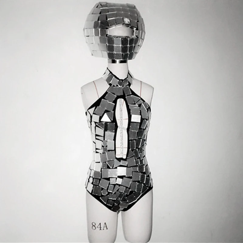 Kombinezon z cekinami do klubu nocnego, strój rave, kostium do tańca GoGo, odzież sceniczna, srebrny/złoty, seksowny, z wycięciami, model yj115