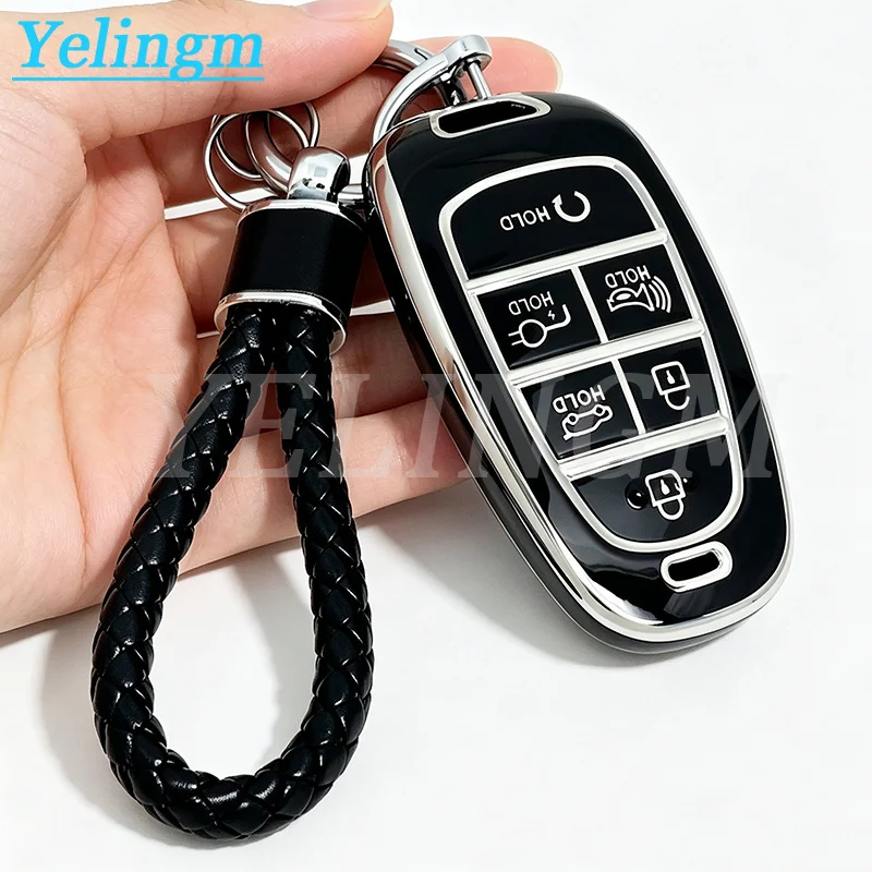 6 buttons Car Key Case Cover Auto Shell Fob for Hyundai Santa Fe Tucson NEXO NX4 Atos Solaris Prime Sonata Palisade Accessories