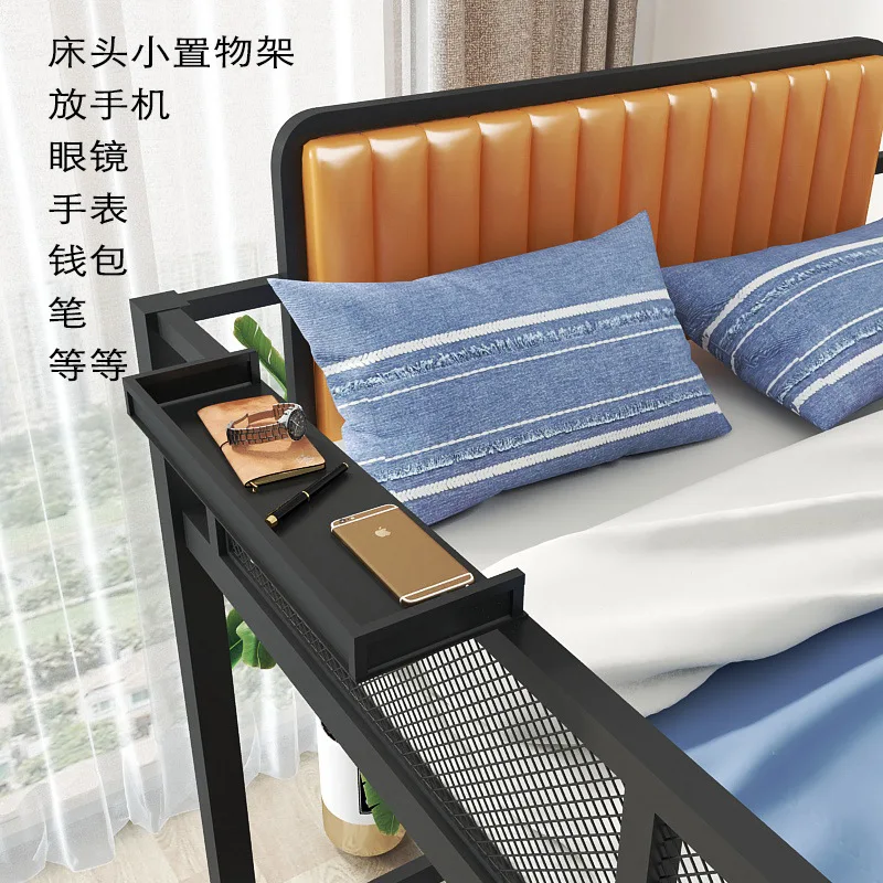 Simple wrought iron elevated bed, multi-functional space-saving iron frame bed on the upper floor of the pavilion, small apartme
