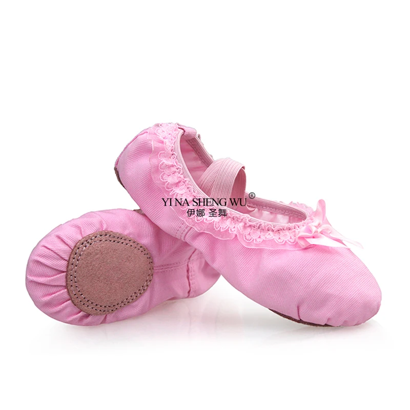 1 Para Najnowszych Uroczych Płócieniowych Miękkich Podeszw Dziewczęcych Dziecięcych Sznurowanych Baletowych Butów do Ćwiczeń Tańca Brzucha dla Dzieci