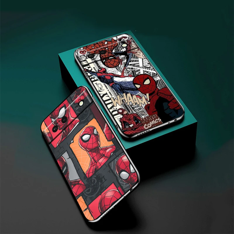 Marvel Spider Man Trendy Cartoon For Google Pixel 9 8 7A 7 6A 6 5A 5 4 4A XL 5G Black Silicon Shockproof Shell Funda Phone Case