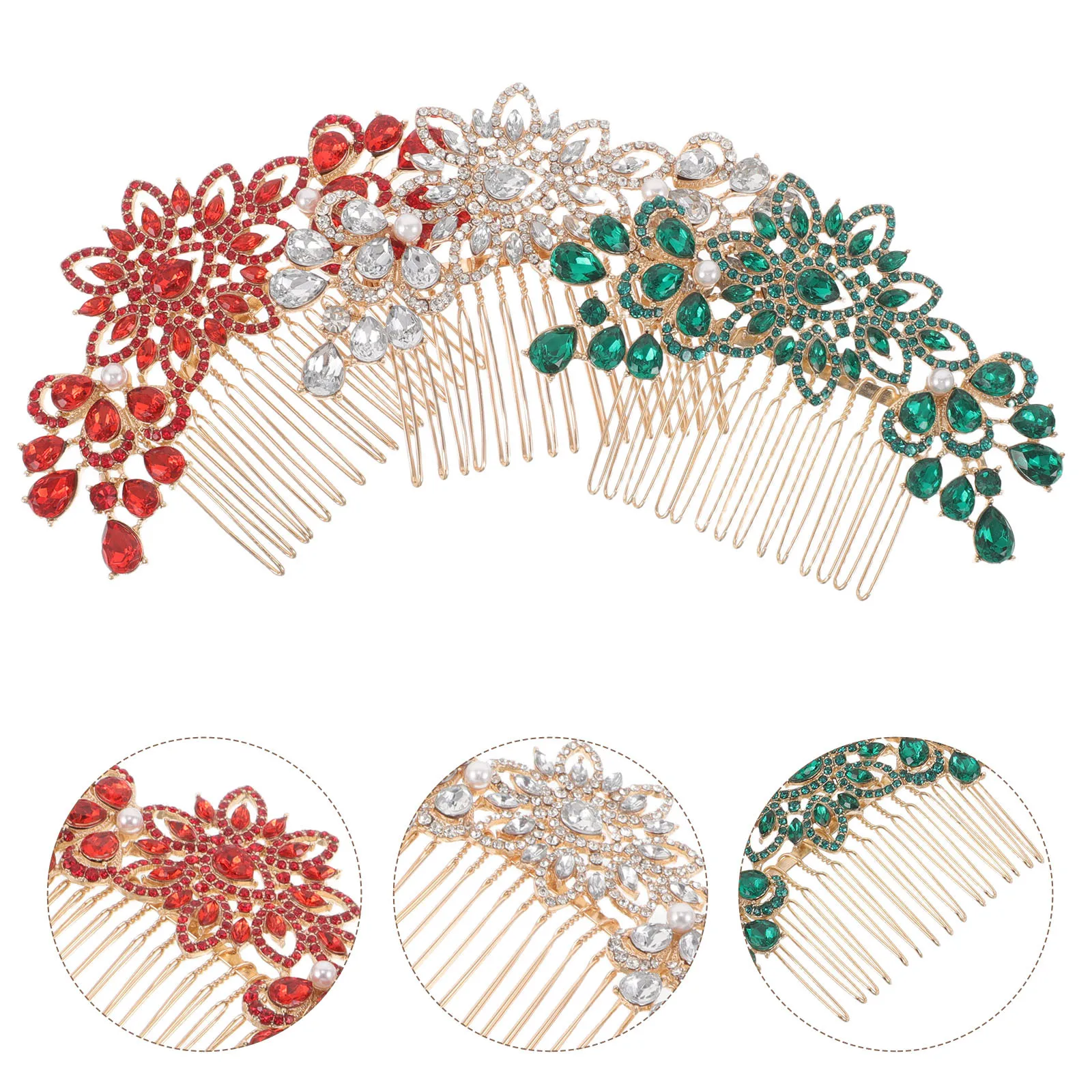 

3Pcs Bridal Hair Comb Full Rhinestones Pattern Elegant Hairpin with Firm Grip for Wedding Hair Styling