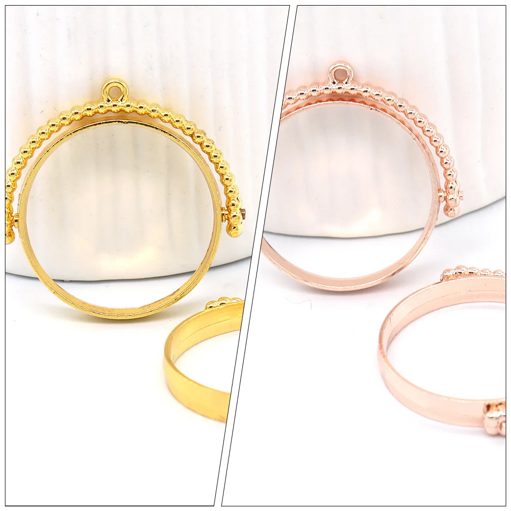 

25 Pcs Hollow Bezel Charms Rotatable Open Frame Alloy Trays for DIY Jewelry Crafts Bracelet Necklace Earring Round Style Sturdy