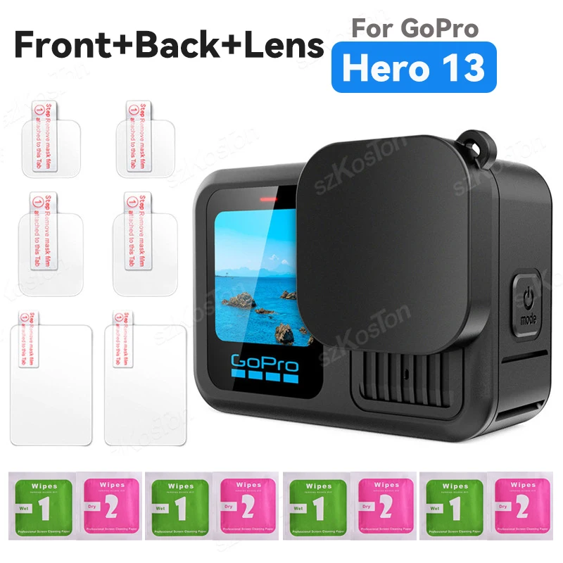 9H Hardness Glass for GoPro Hero 13 Screen + Lens Protector Clear HD Tempered Glass Anti-scratch Film for Go Pro Accessories