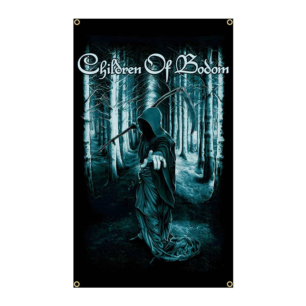C-Children of BodomS Heavy-Rock-Band-Flagge, Polyester-Digitaldruck-Banner für Schlafzimmer, Wandkunst, Outdoor-Wandteppich