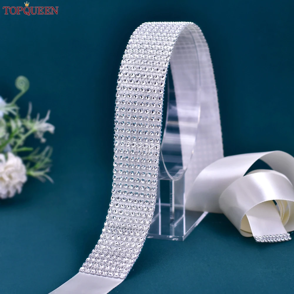 TOPQUEEN S19-4 Sparkle Cưới Dây Đầm Dây Nữ Rộng Cô Dâu Thắt Lưng Phù Dâu Dây Cho Đầm Giao Hàng Nhanh Trang Sức Ngọc Dây