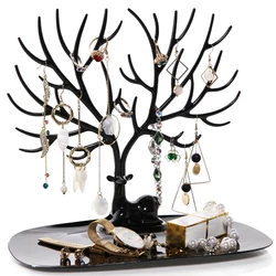 Deer Tree Jewelry Display Stand Bandeja, Desktop Organizer, Racks De Armazenamento, Caixa, Brincos, Colares, Anéis, Maquiagem, Decoração