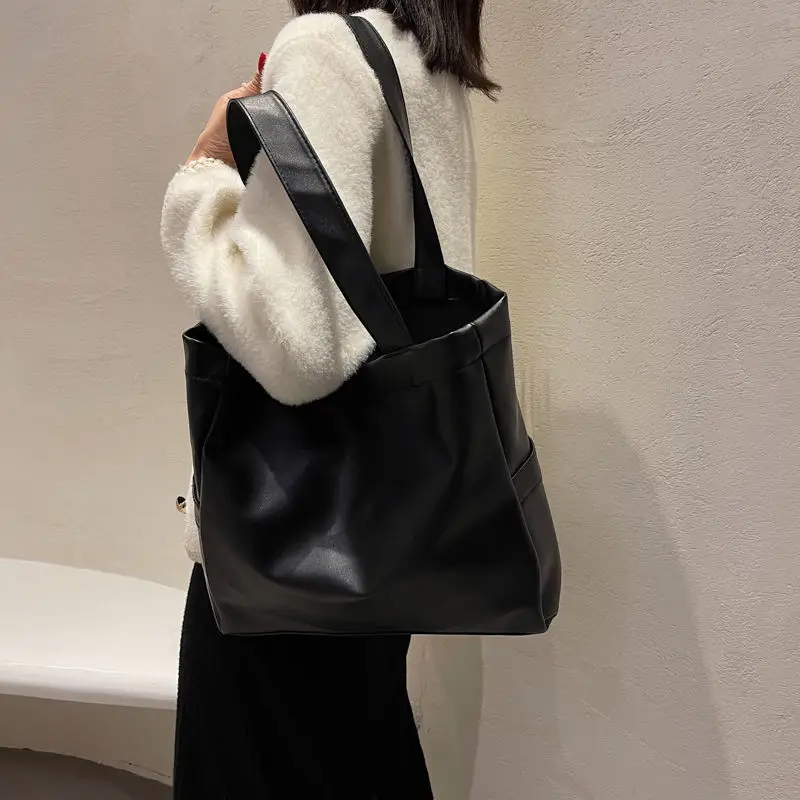 Winter Vintage Brown Shoulder Bags Women Texture PU Leather Underarm Causal Totes OL Daily All-match Large Capacity Handbag Chic