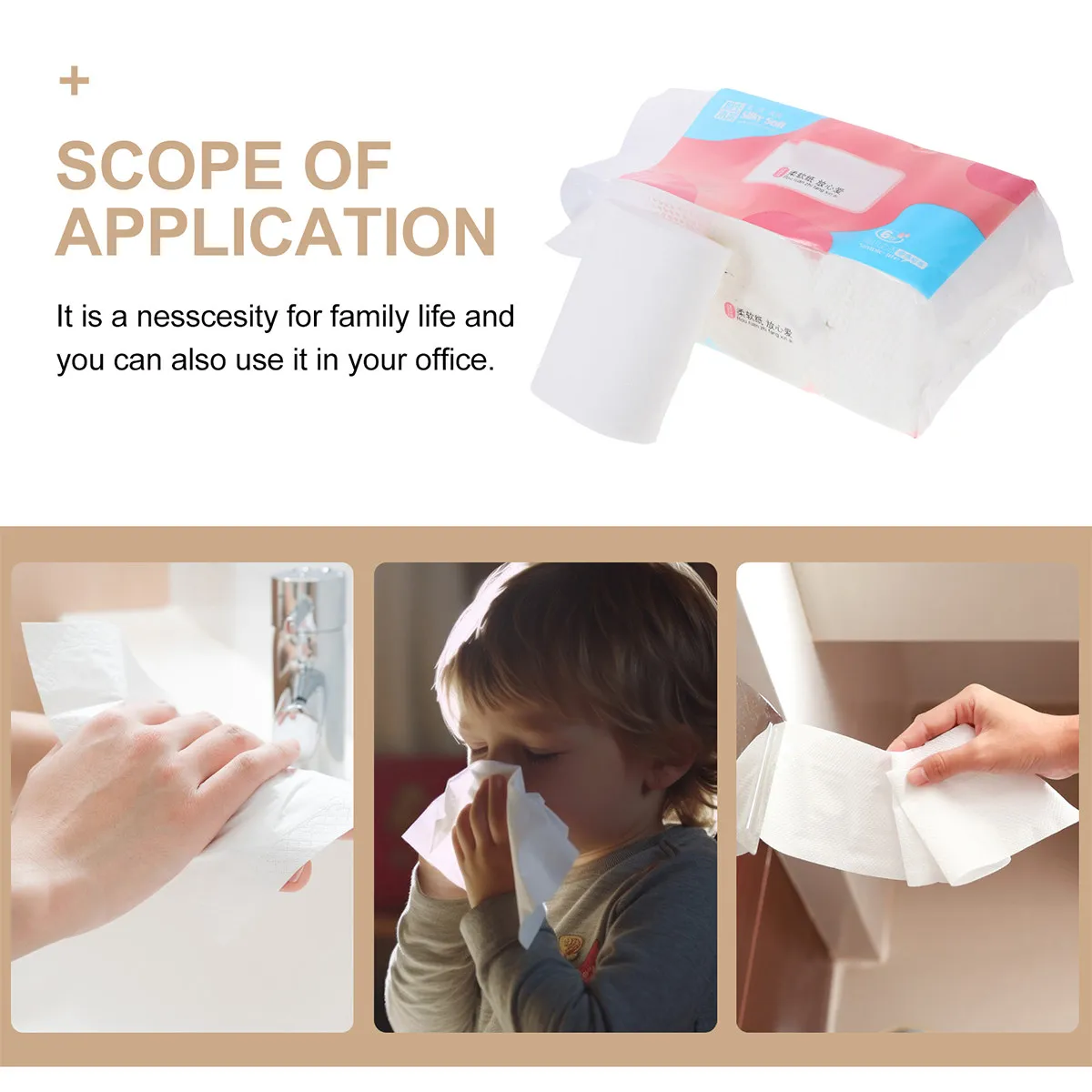 6 Rolls Coreless Toilet Paper Made of Soft Wood Pulp for Home Office Use Hypoallergenic Gentle on Sensitive Skin Family