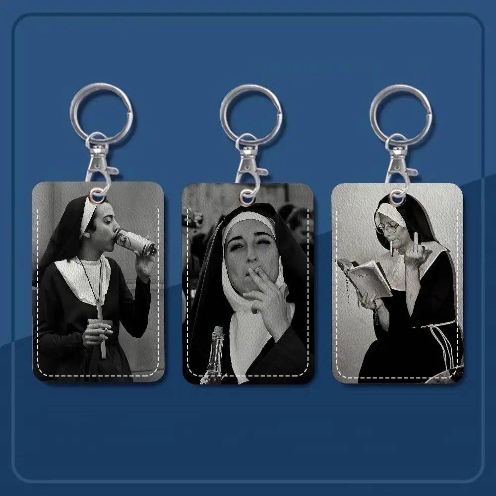 

Популярное искусство Rebellious Nun, модный прямоугольный брелок для ключей Rebellious, держатель для карт, держатель для кредитных карт со значком, держатель для студенческого удостоверения личности