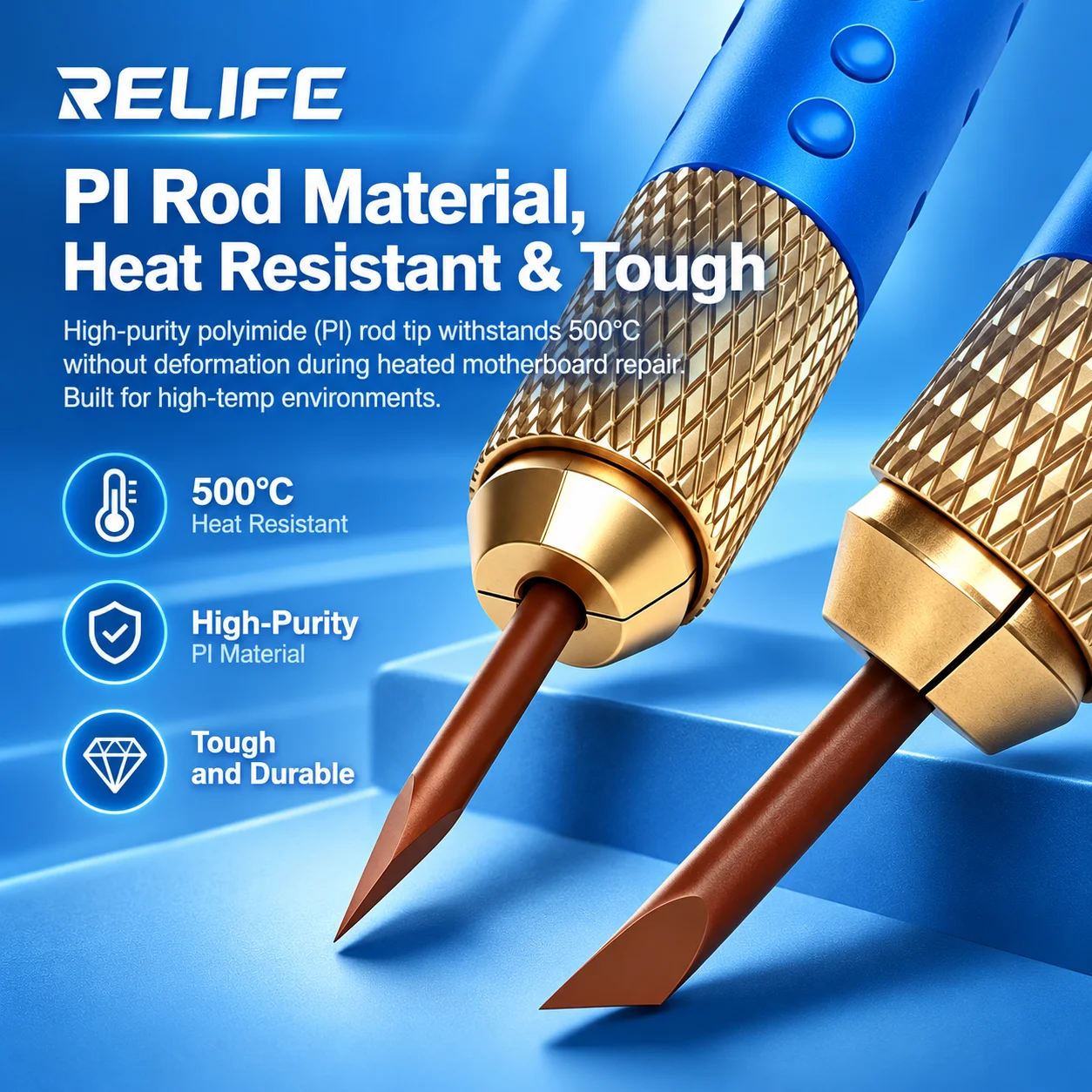 RELIFE RL-023C Chip Adhesive Cleaning Blade Handle Set Soldering Iron-Style Blade for Phone Chip Repair Adhesive Removal Tools