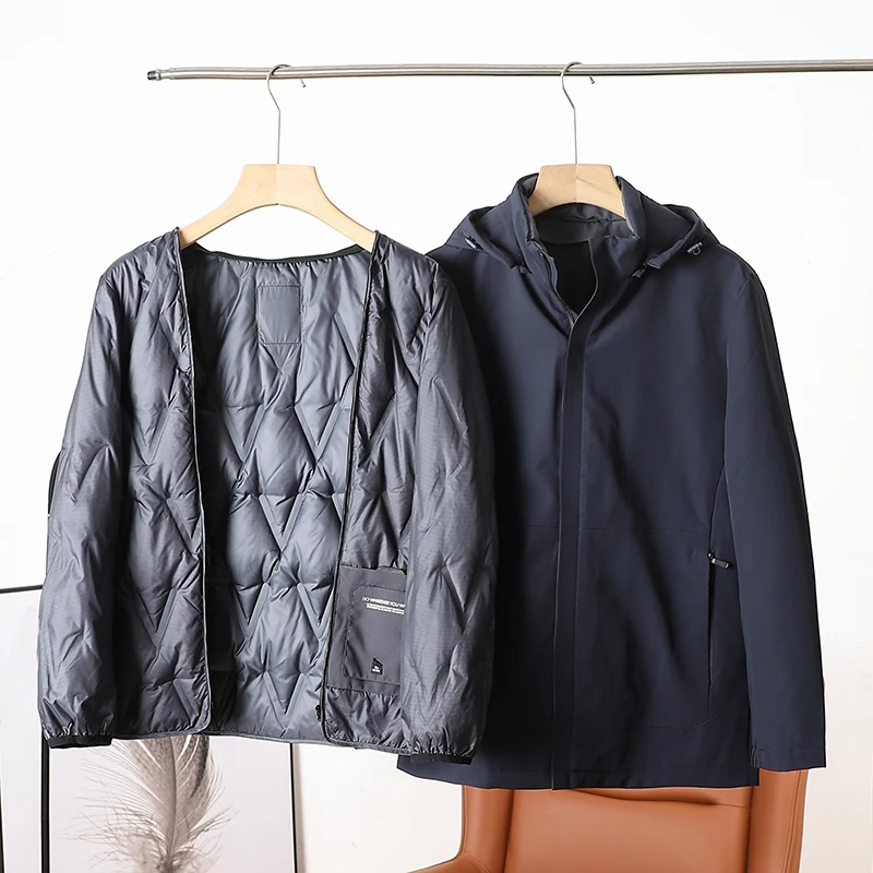 

Мужской пуховый жилет с капюшоном Jaet 2000, теплый съемный внутренний жилет с перьями Du Faionable Urban Sle Youth Ci, повседневная одежда