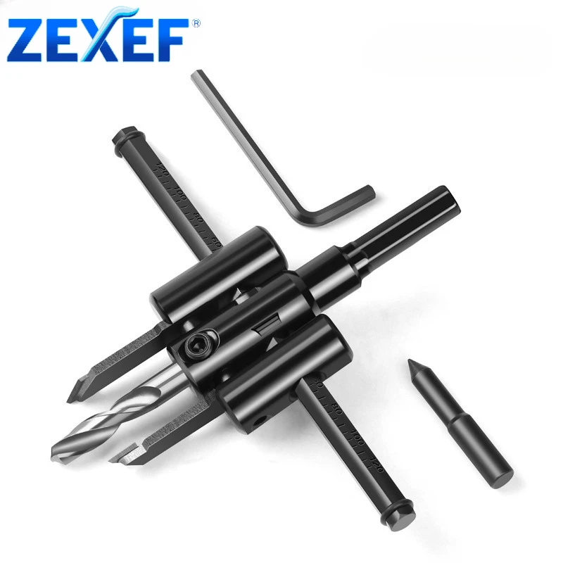 

ZEXEF 1 шт. 30-120/200/300 мм регулируемый открывалка для отверстий, круглый резак для отверстий, круглая кольцевая пила, тип самолета, сверло по дереву, инструмент «сделай сам»