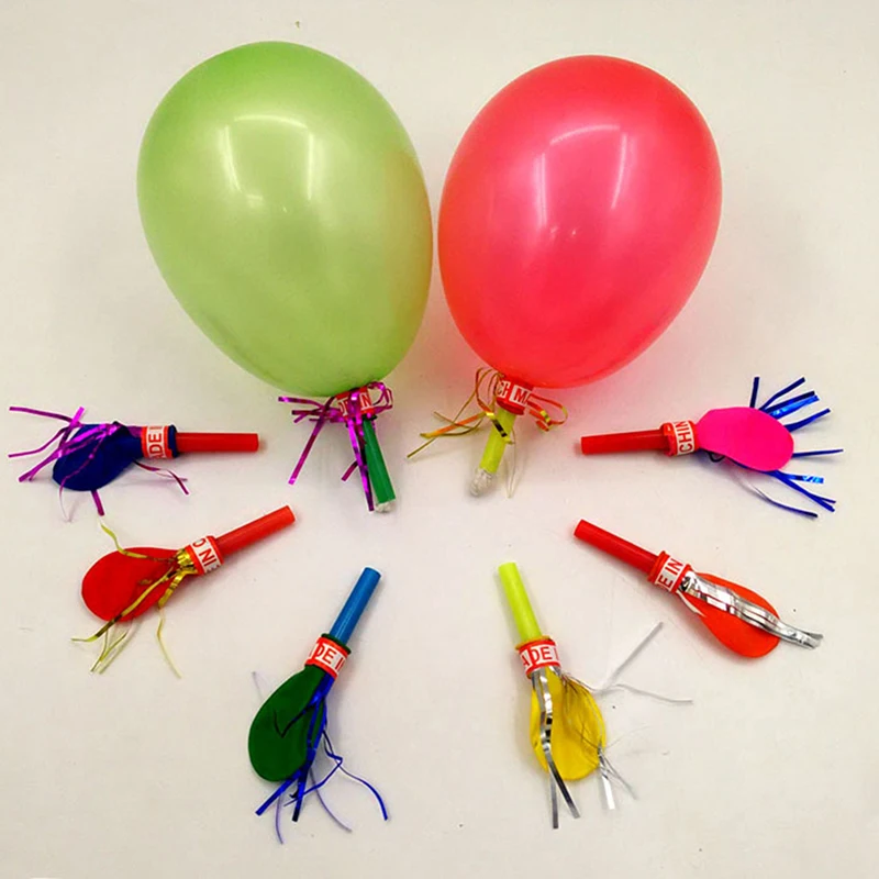 50PCS Colorful Blowouts Whistle Blowing Dragon With Balloon For Kids Birthday Party Favors Decoration Children Toys Supplies